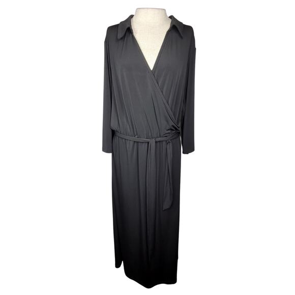 Black Faux Wrap Dress Size 2X - Picture 1 of 3